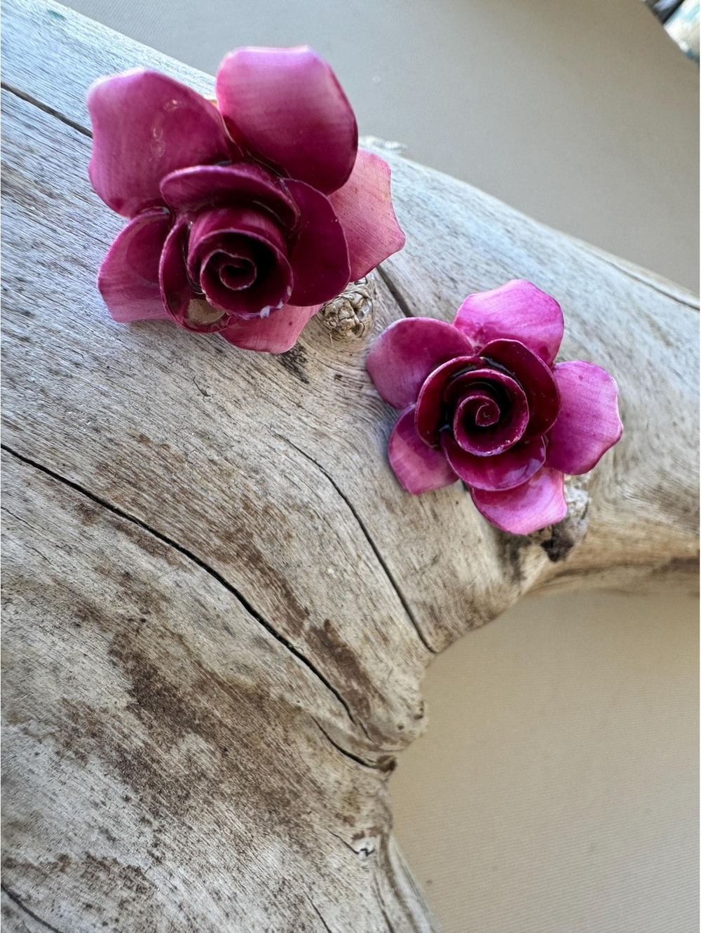 Vintage Rose Shaped Clip On Earrings